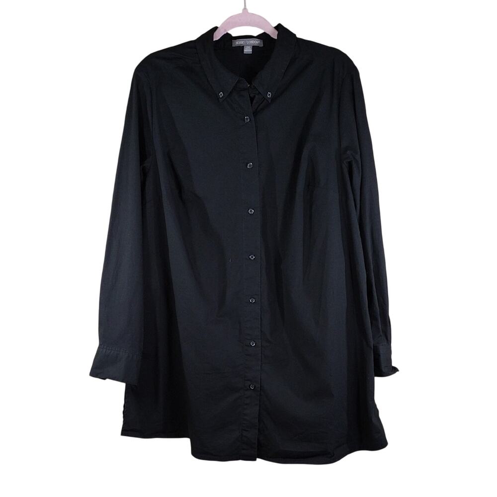 Jessica London Black Formal Business Casual Plus Size Button Down Blouse Shirt